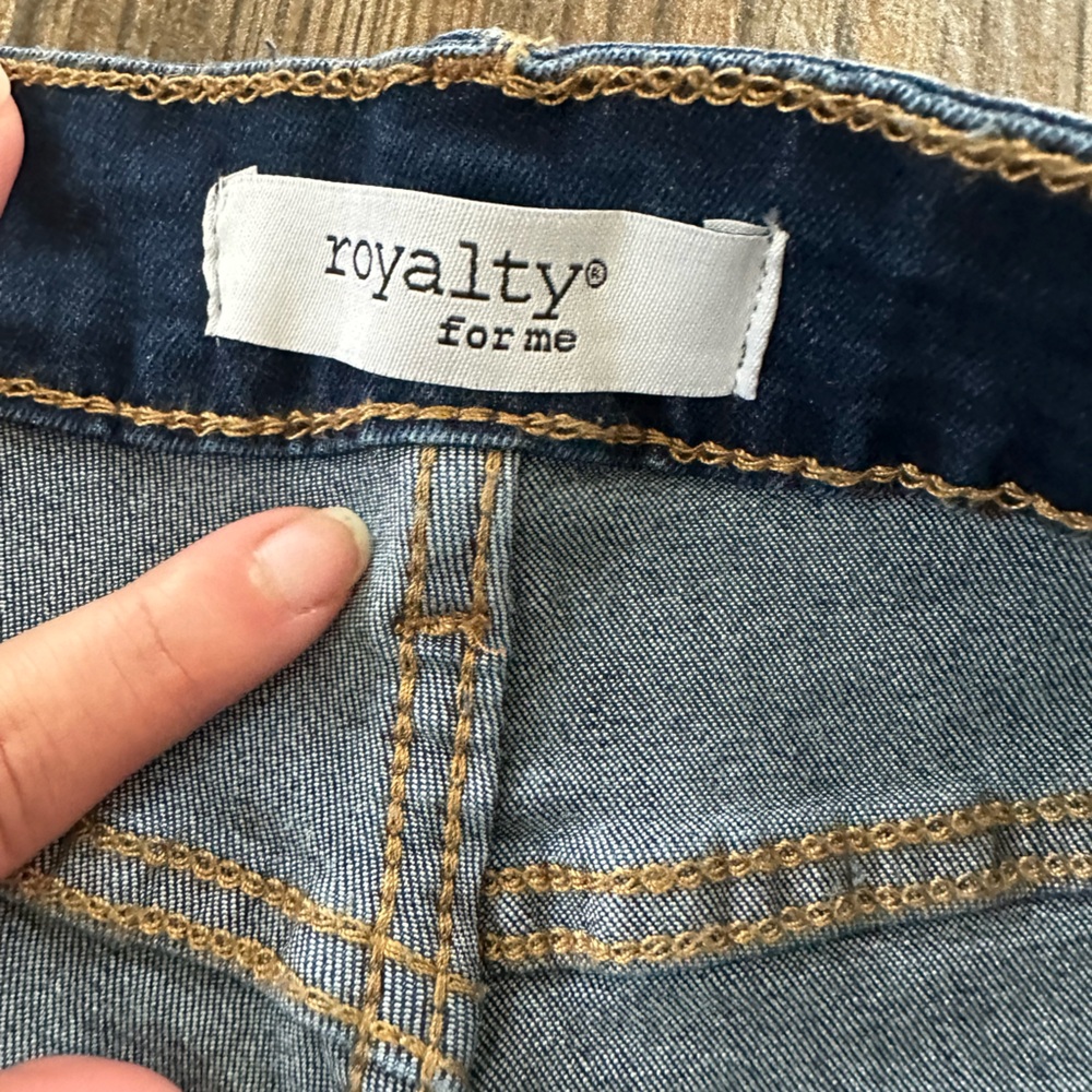 Royalty For Me Dark Blue Distressed Denim Blue Jean Shorts - Picture 5 of 16